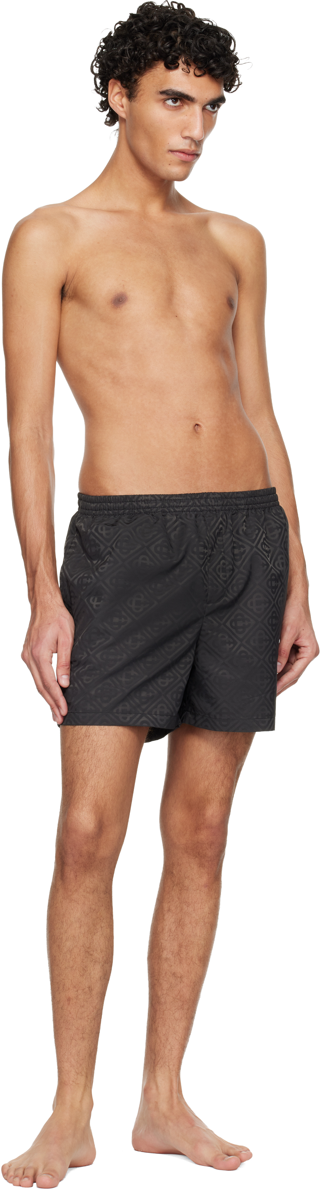 Black Jacquard Swim Shorts