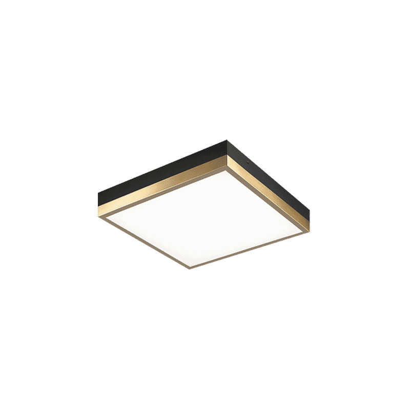 Black Aged Gold Brass One Light Flush Mount from the Tux Collection