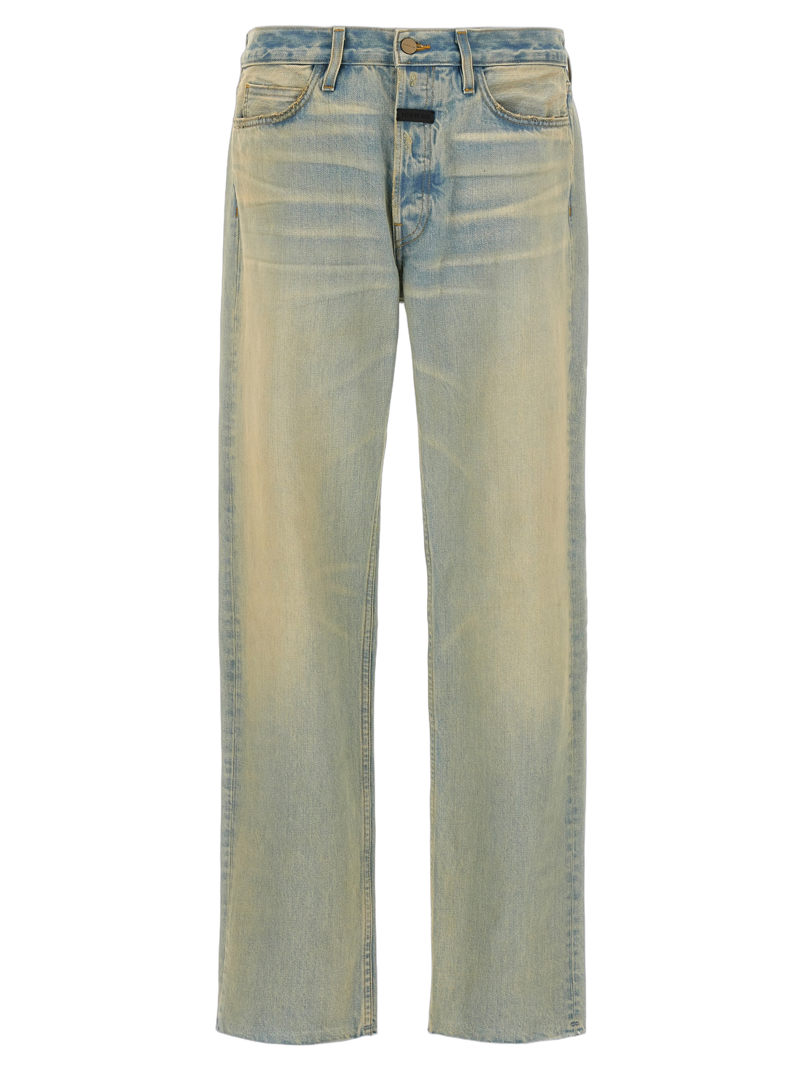 Raw-Cut Cotton Jeans — Blue