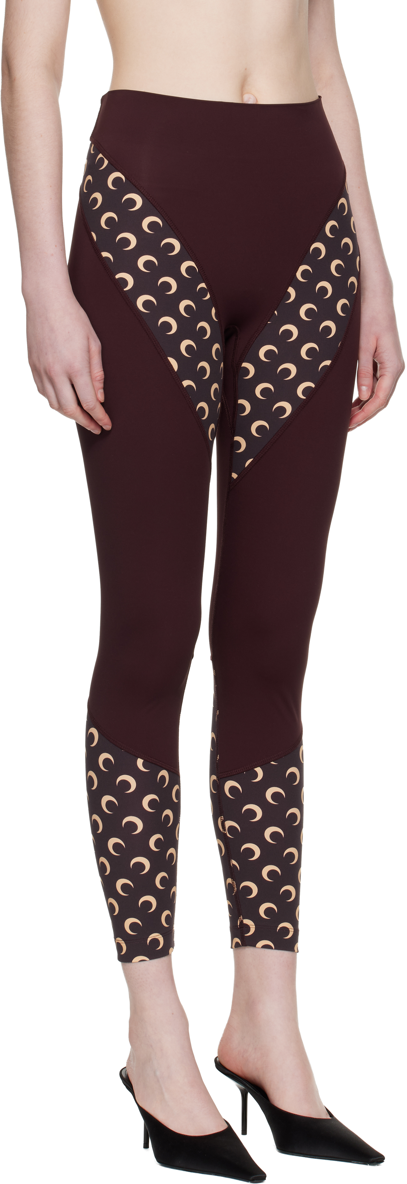 Burgundy Athleisure Moon Insert Leggings