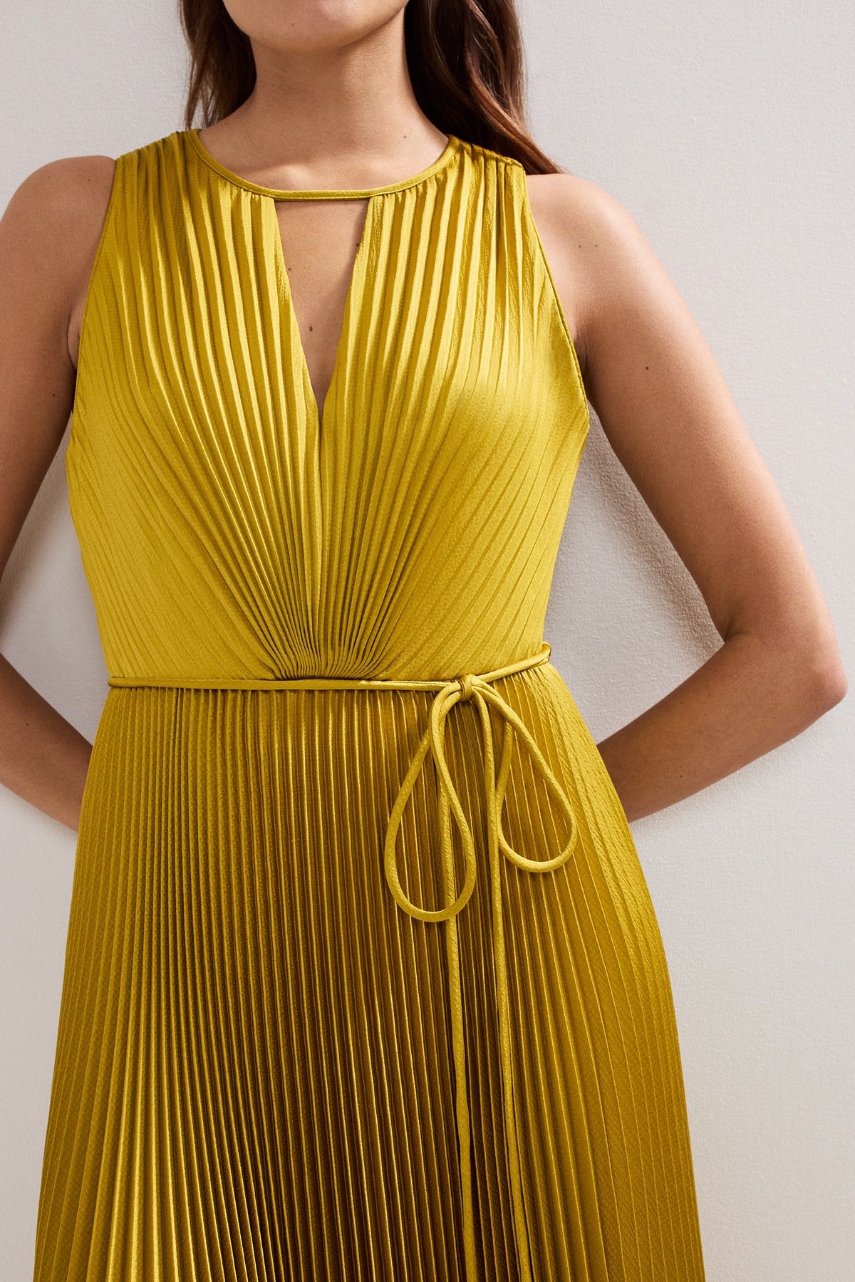Phase Eight Women's Dionne Pleated Maxi Dress in Mustard