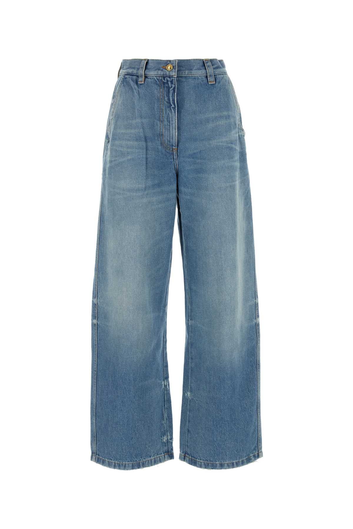Wide-Leg Denim Jeans — Blue