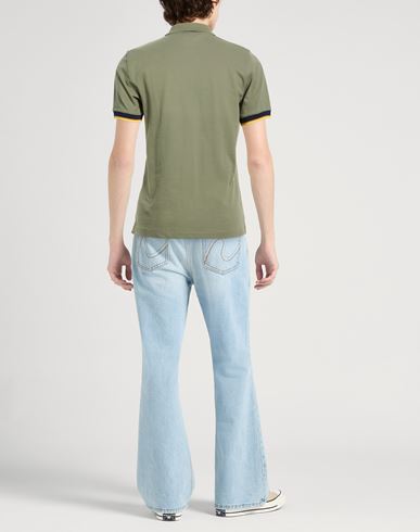 Man Polo shirt Military green Size S Cotton, Elastane
