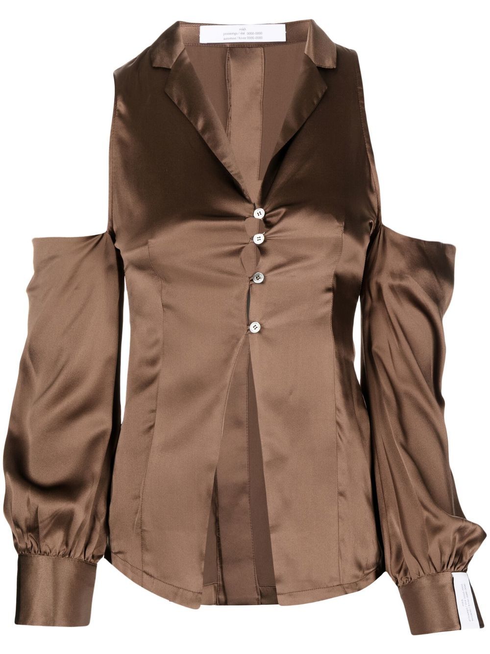 Cut out shoulder blouse - Brown