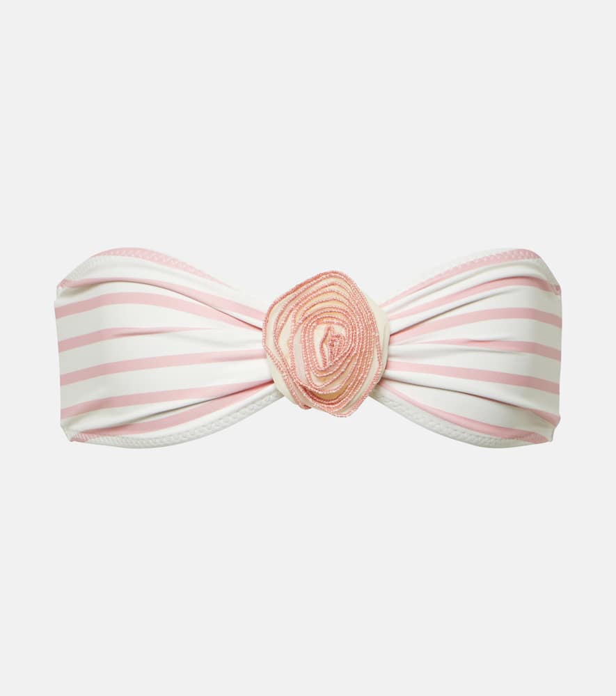 Rose floral-appliqué bandeau bikini top