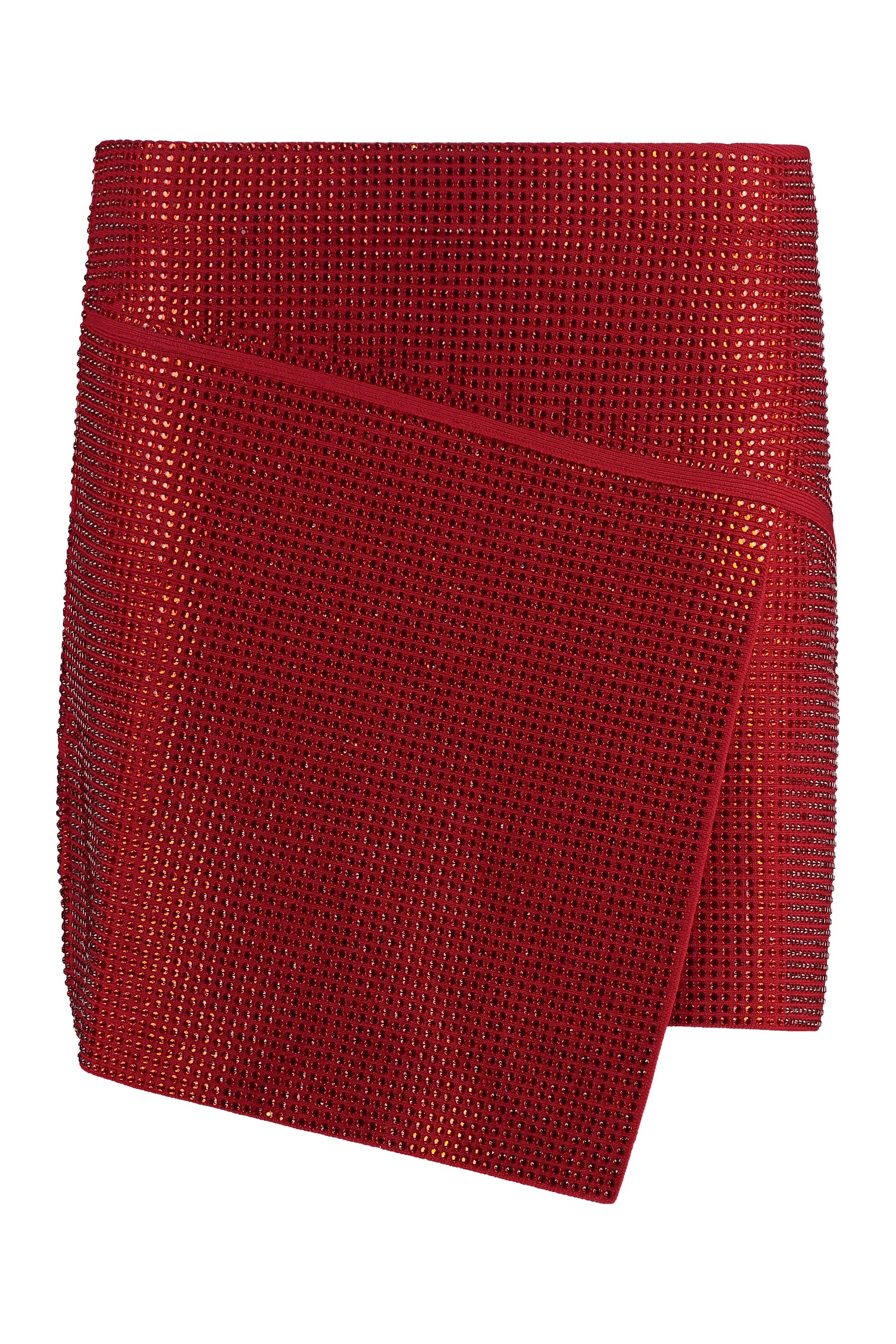 Asymmetrical Crystal-studded Wrap Skirt