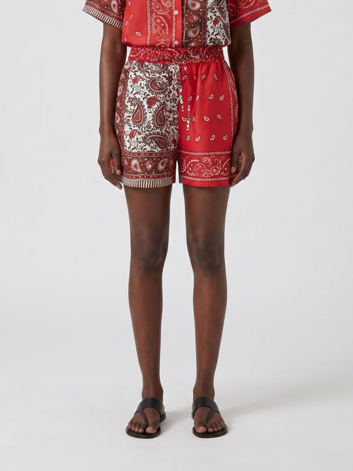 Bandana Print Silk Shorts P. A.R. O.S. H. with Elasticated Waist