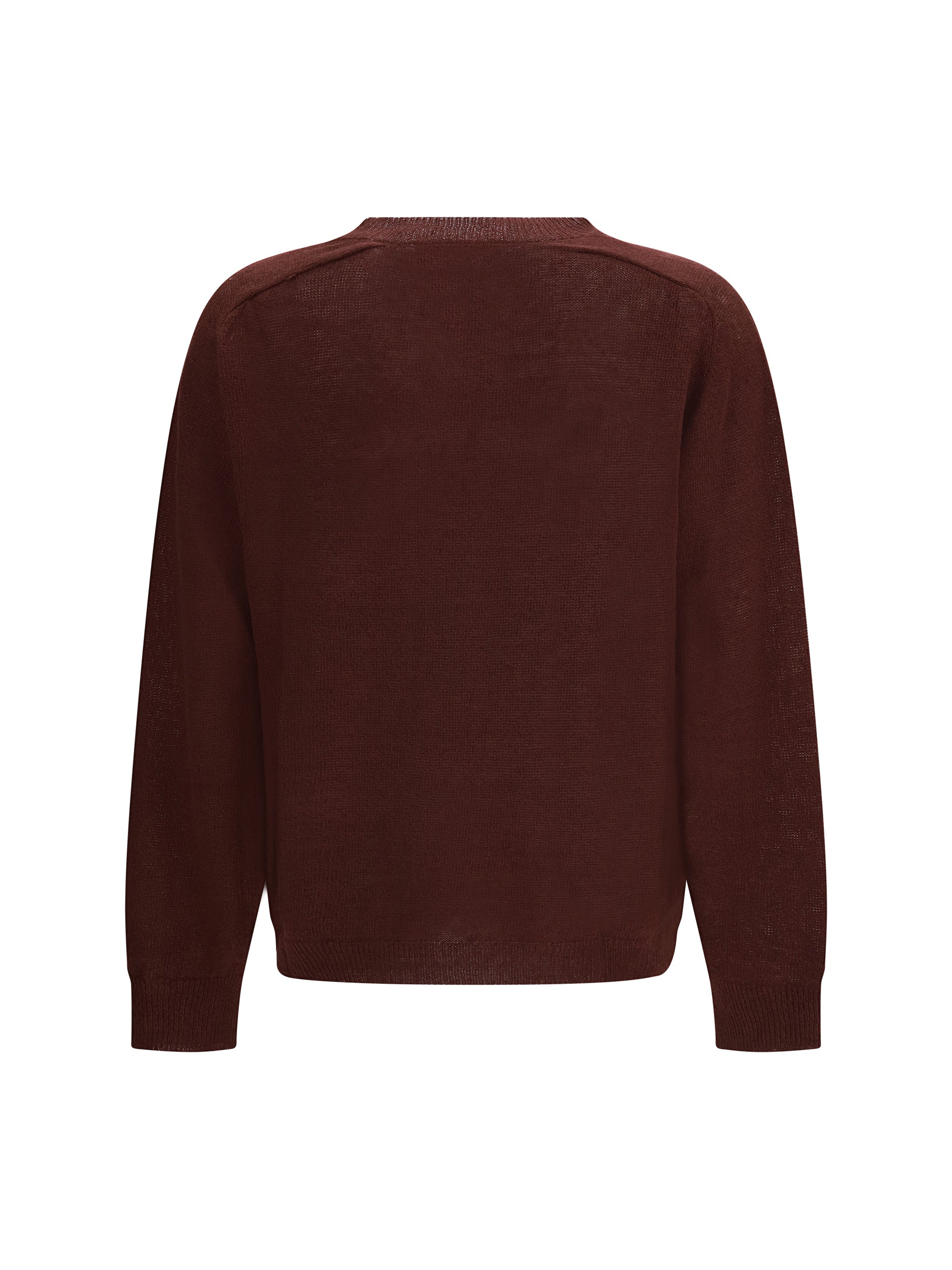 Linen V-Neck Sweater — Brown