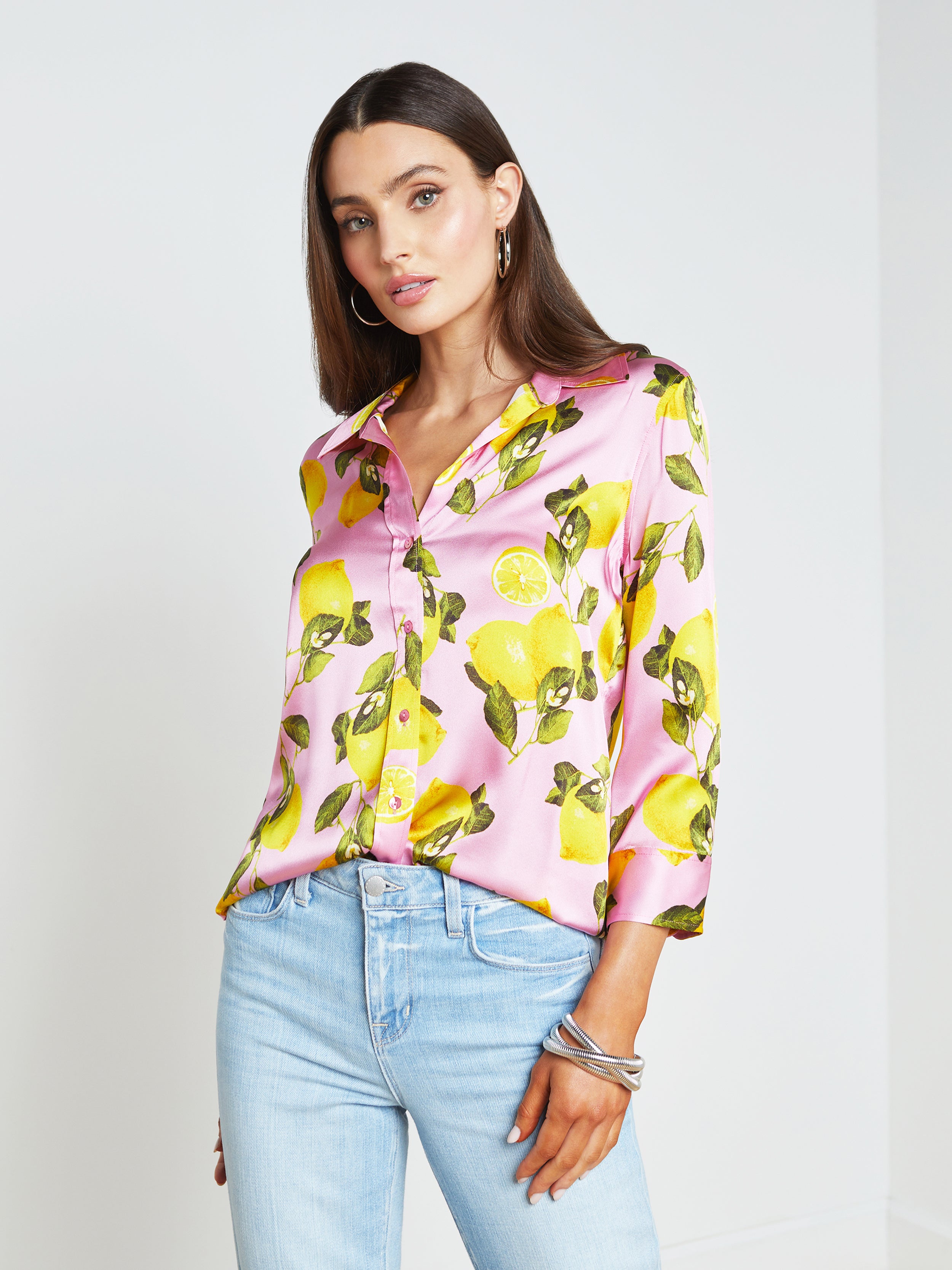 Dani Silk Blouse Top In Cotton Candy