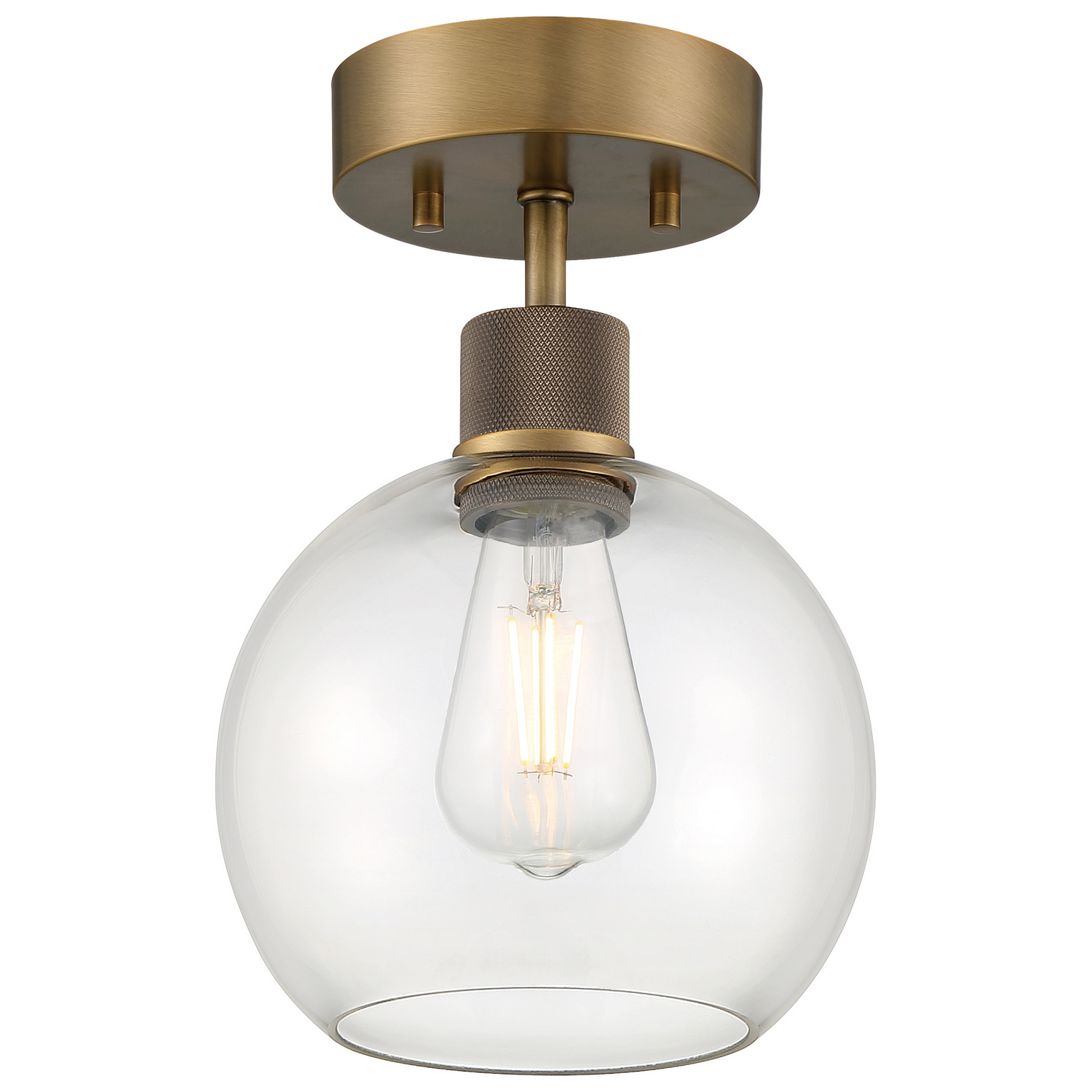 Antique Brushed Brass LED Semi Flush Mount from the Port Nine Burgundy Collection