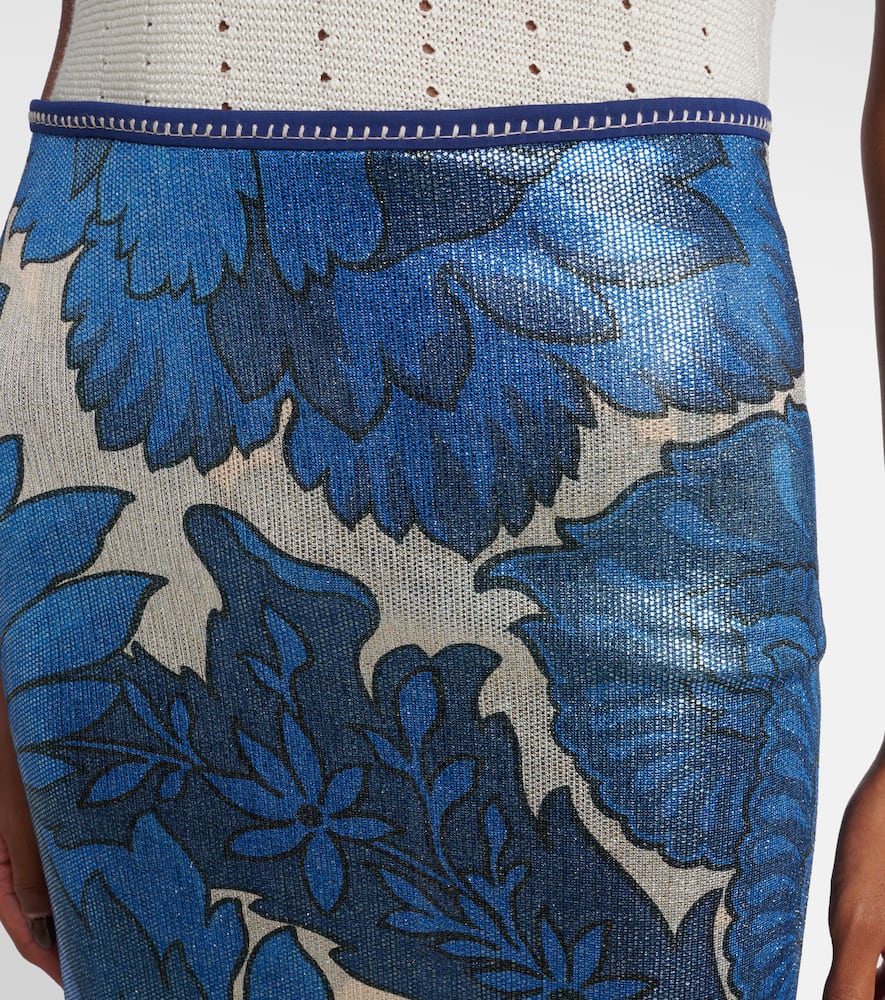Etro Printed asymmetric lamé maxi skirt