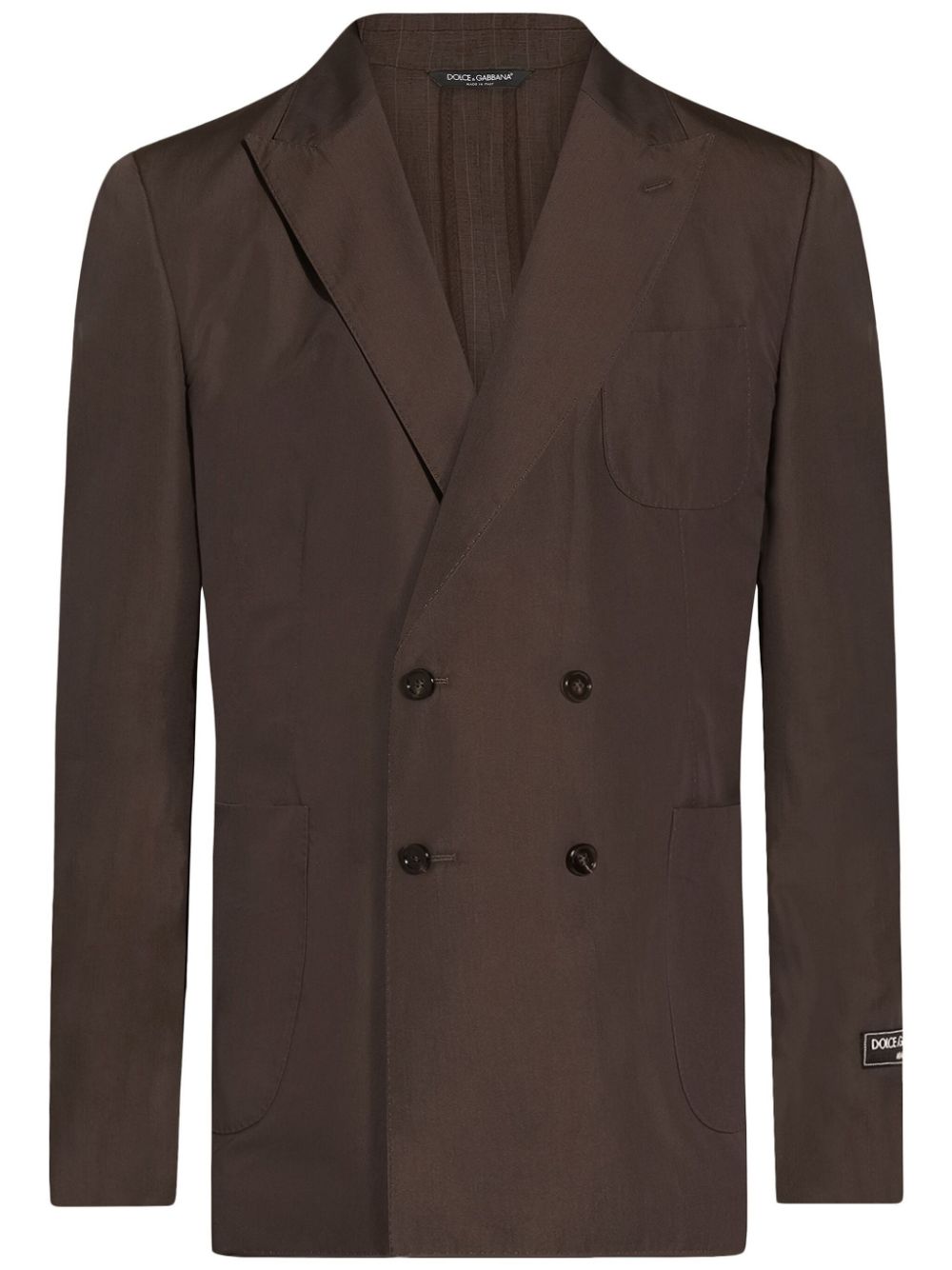 Double-breasted cotton jacket - Brown
