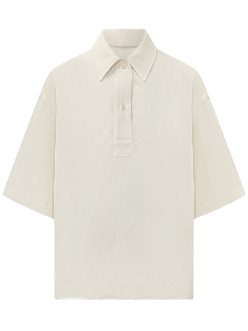 White Solid Shirt Collar Polo