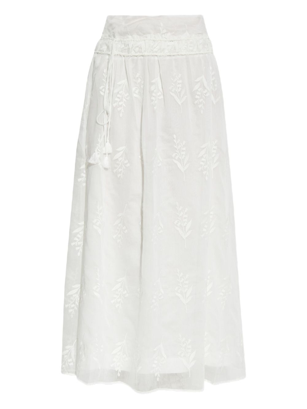 Embroidered midi skirt - White