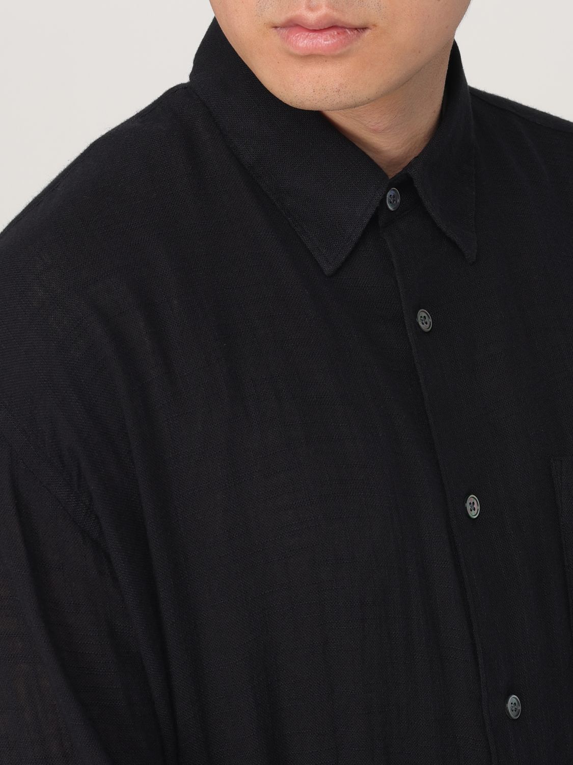 Long-sleeve cotton shirt - Black