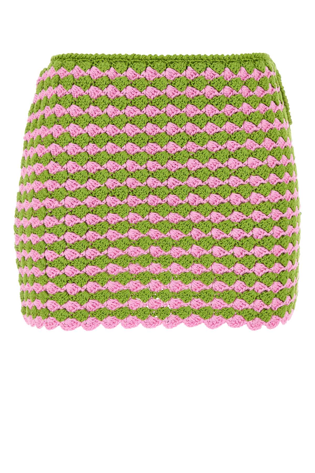 Two-Tone Crochet Mini Skirt — Green