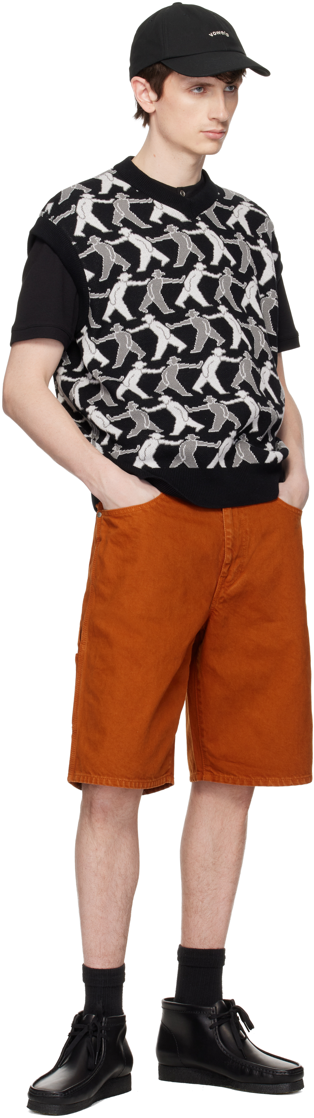Orange Overdyed Painter Shorts