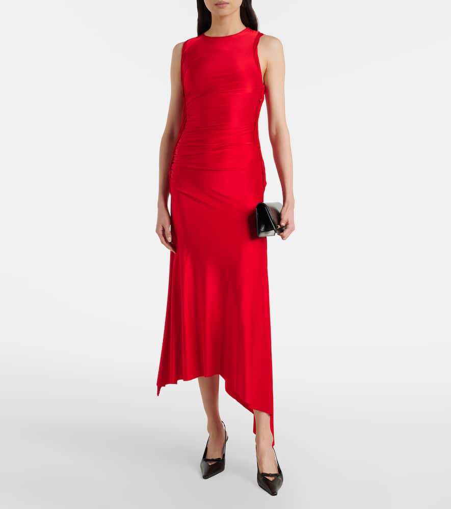 Twist ruched jersey midi dress