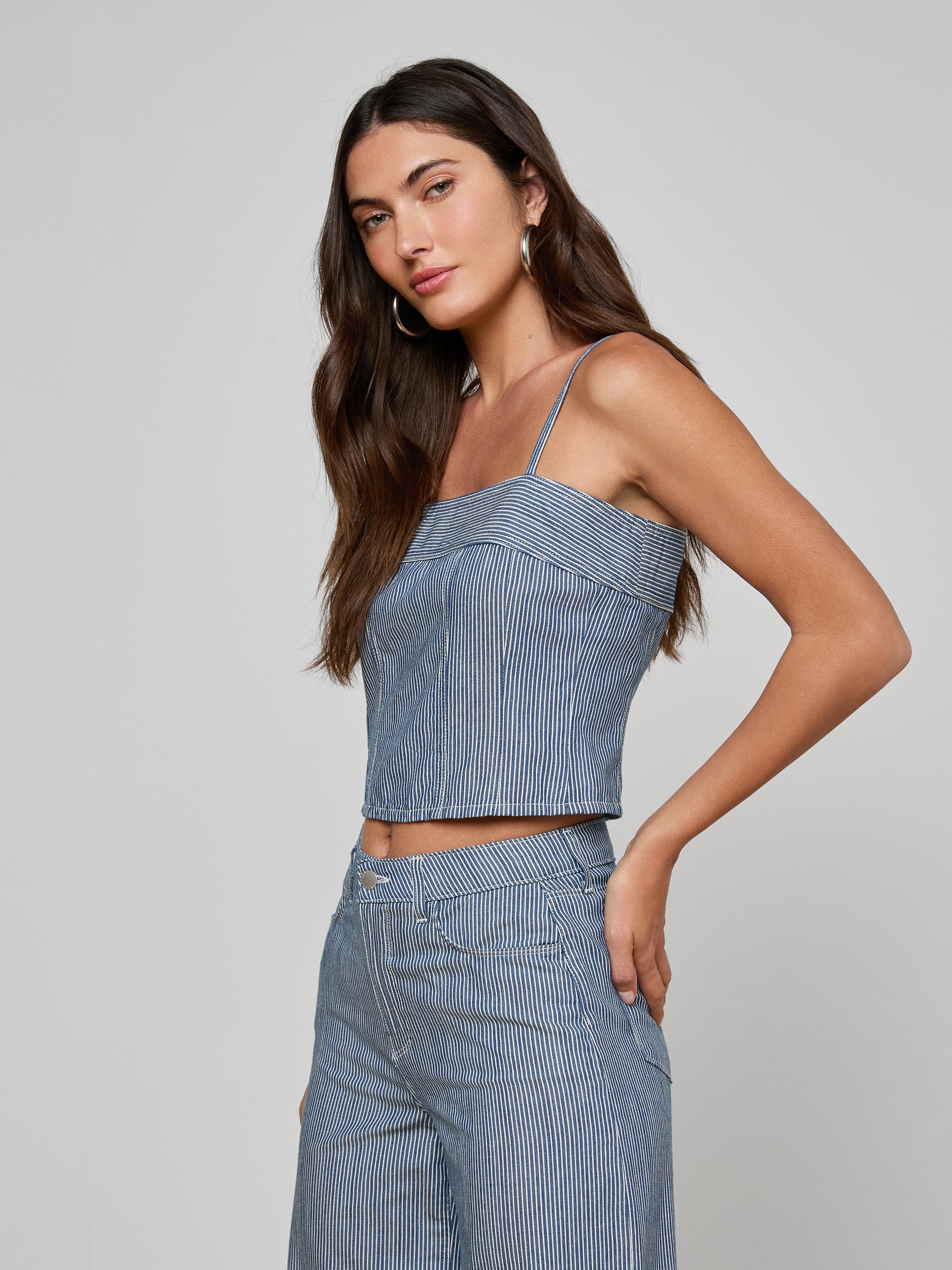 Arlin Tank Top In Azure Blue Stripe