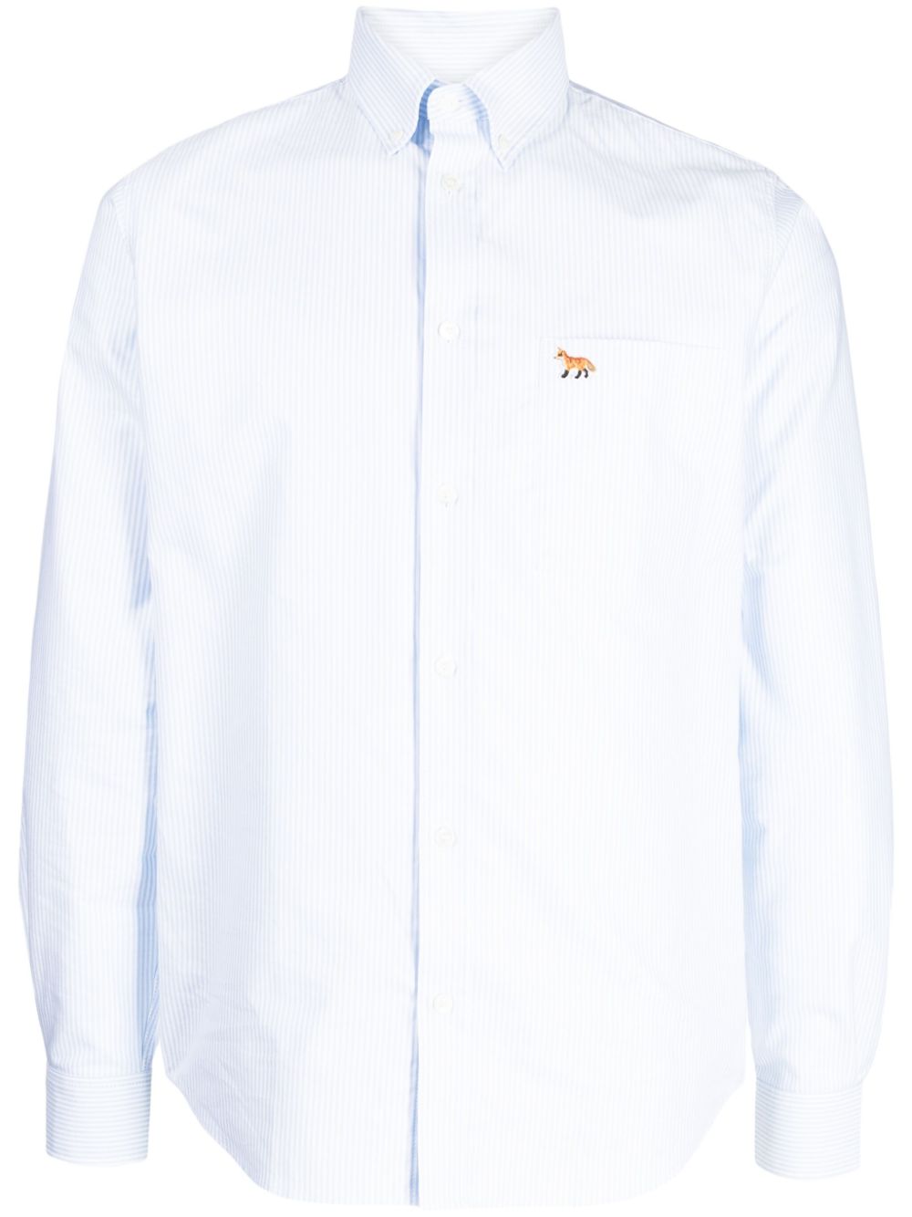 Embroidered-fox cotton shirt - Blue