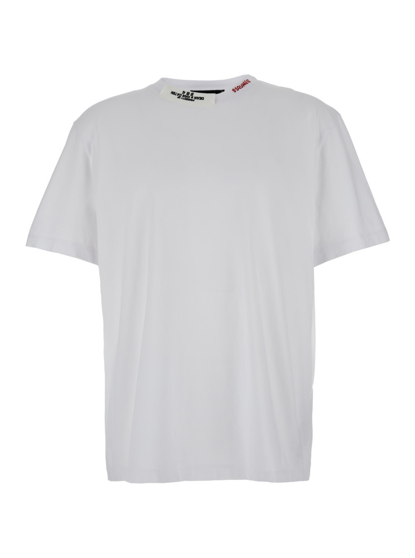 White Crewneck T-shirt In Cotton Man