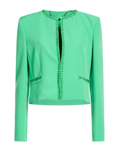 Woman Blazer Green Size 6 Polyester, Elastane