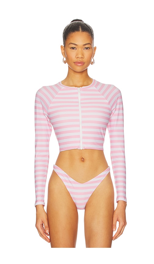 POST SWIM Melanie Longline Rashguard in Pink. - XS also in L, M