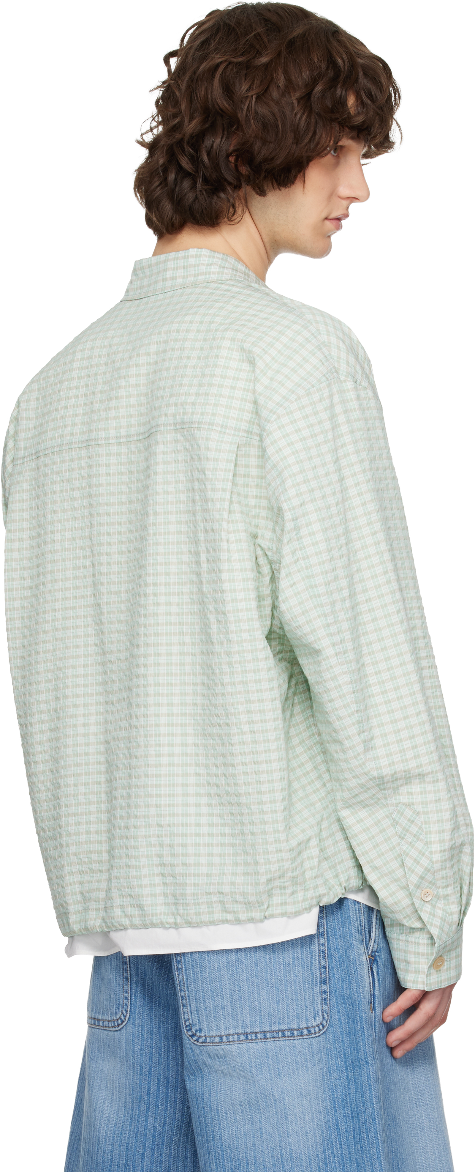 Green & White Layered Check Out Shirt