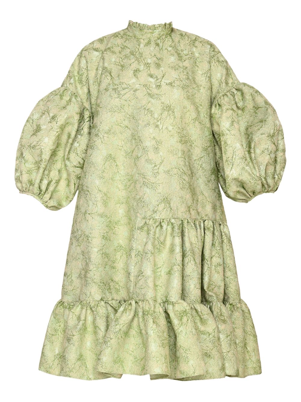 Puffed-sleeve tiered dress - Green