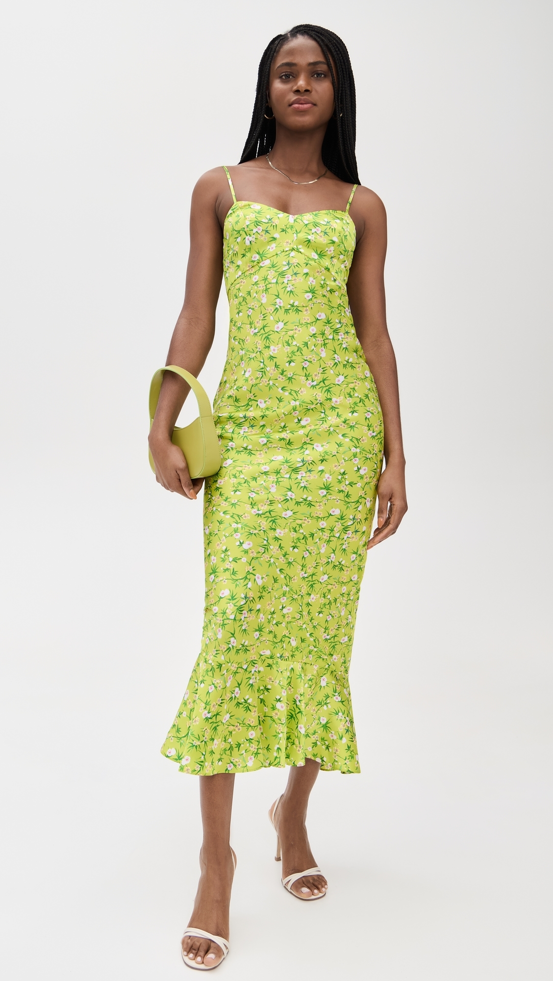 Mimi-B Dress Lime Springflowers