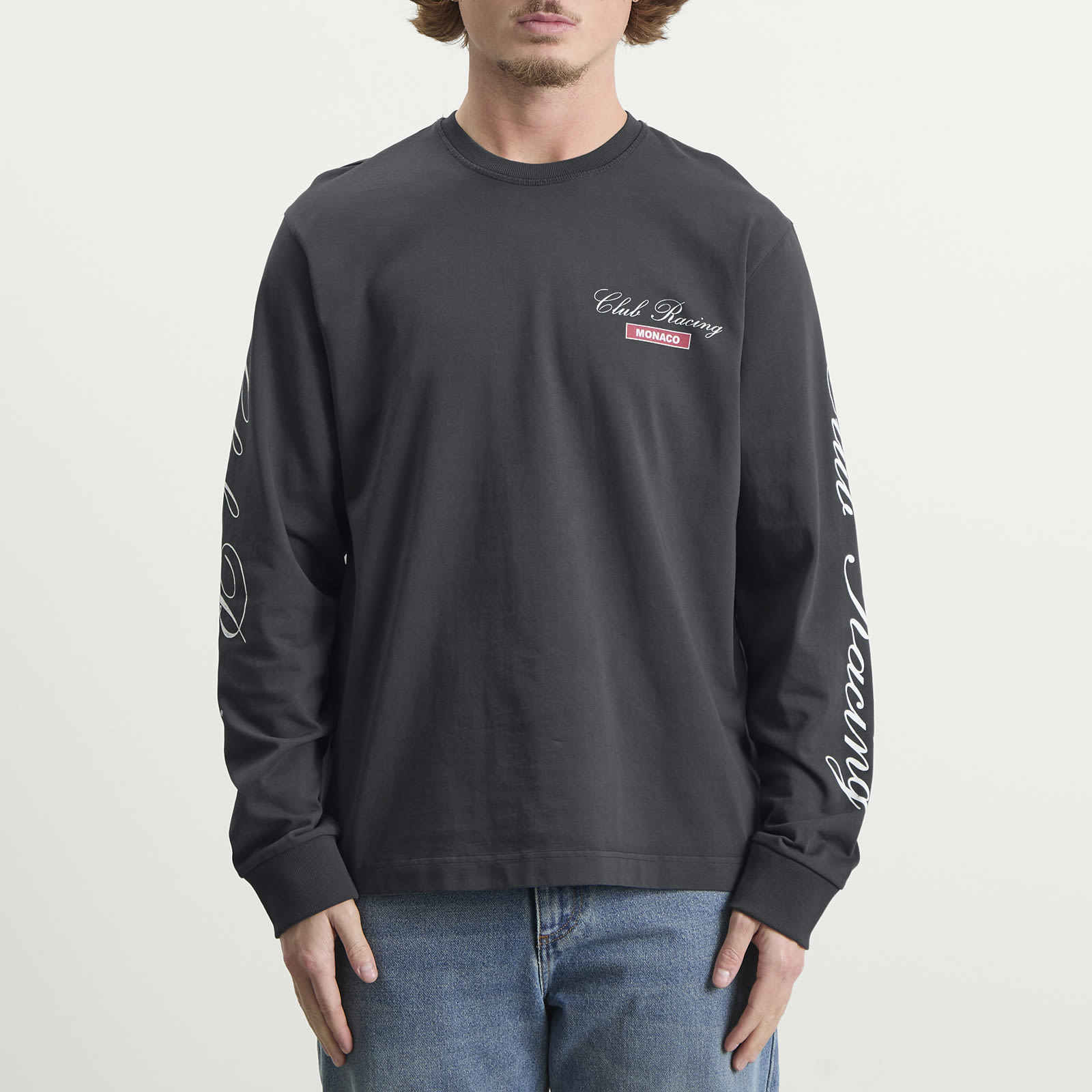Men's Racing Long Sleeve T-Shirt Washed Grey