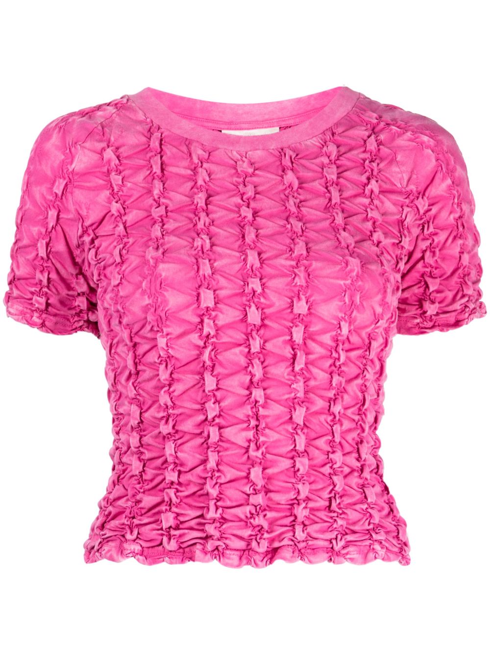 PONDER.ER ruched-detailing cotton T-shirt - Pink