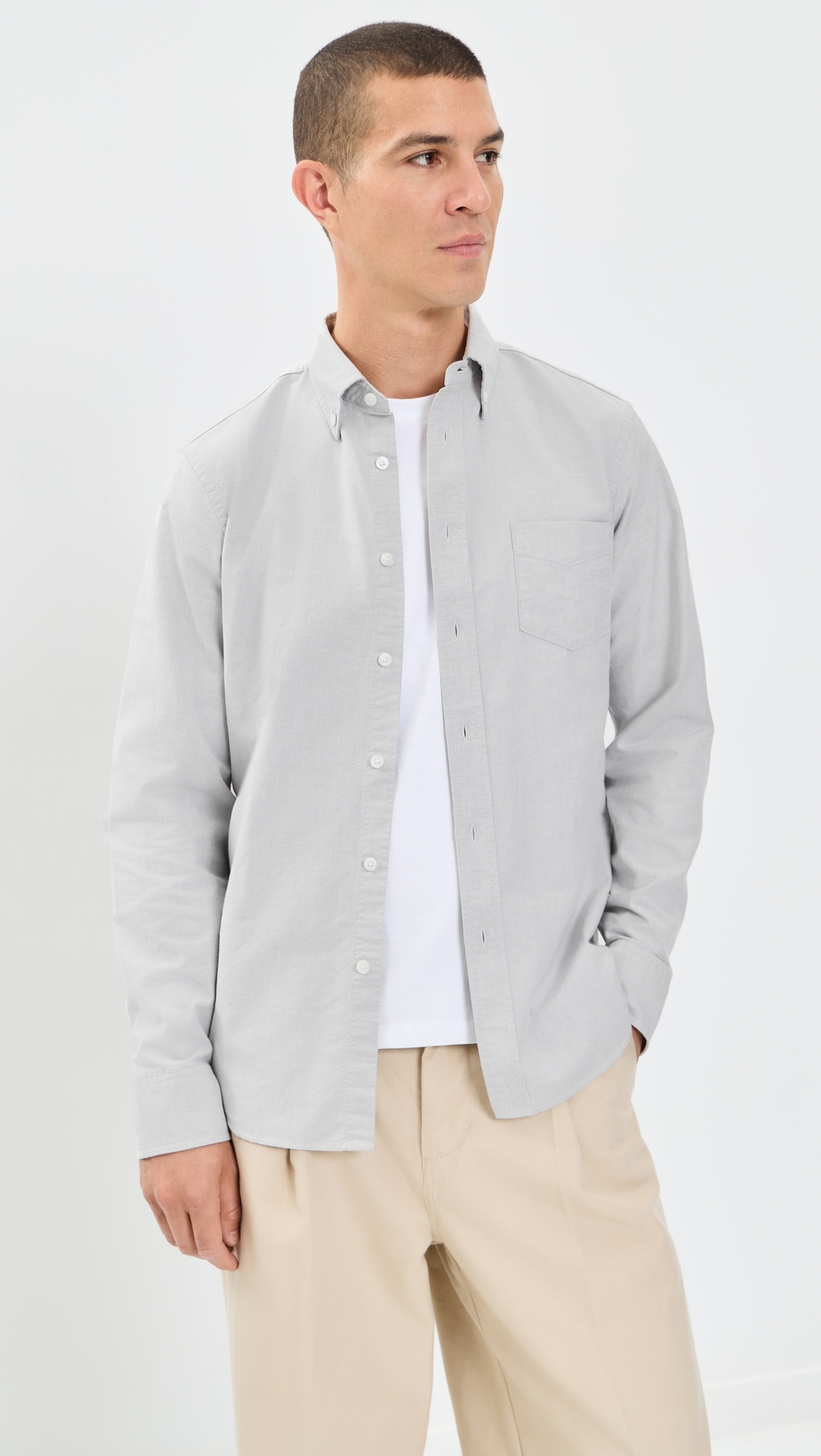 Cotton Oxford Windsor Standard Shirt Light Grey
