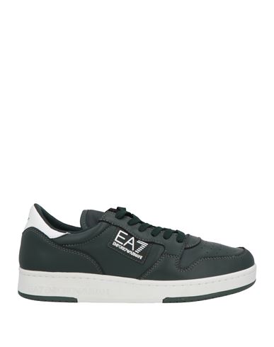 Ea7 Man Sneakers Dark green Size 7.5 Cow leather, Polyamide, Polyester, Polyurethane coated