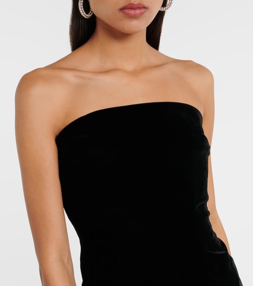 Strapless velvet midi dress