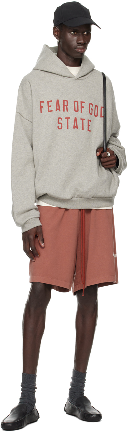 Gray Printed Logo Hoodie