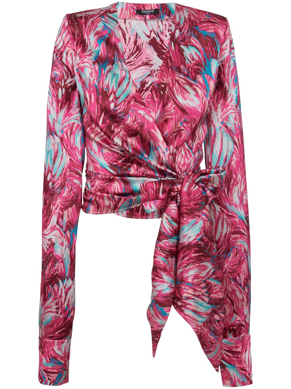 Feather-print silk blouse - Pink