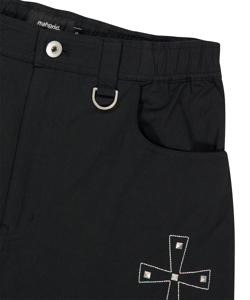 CROSS STUD TWILL SHORTS BLACK