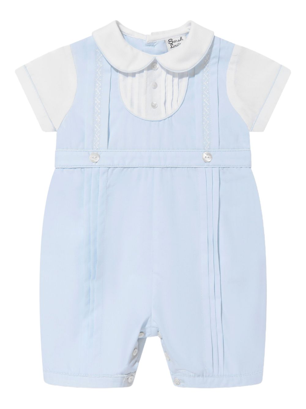 Sarah Louise short-sleeve collared romper - White
