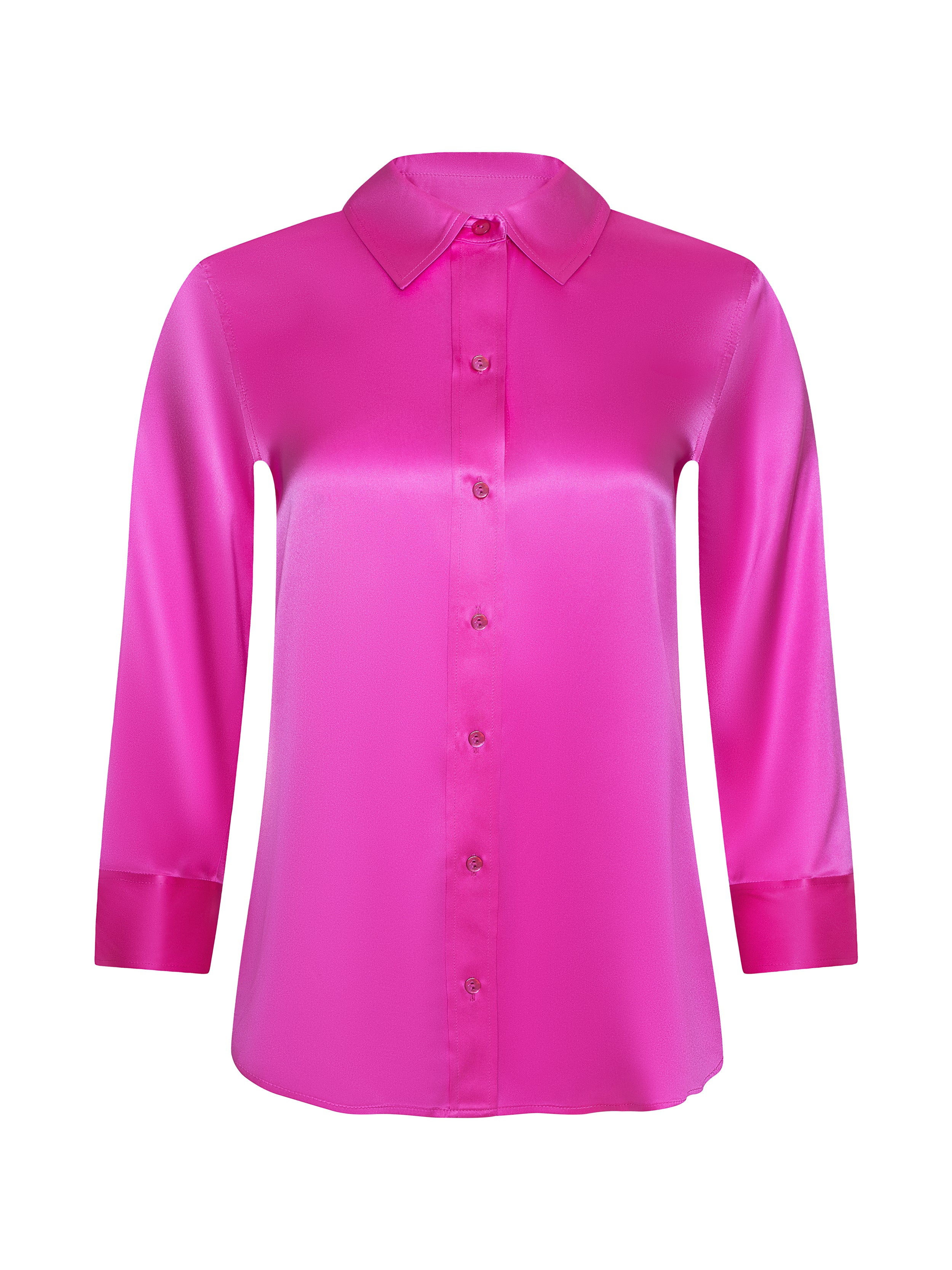 Dani Silk Blouse Top In Fuchsia