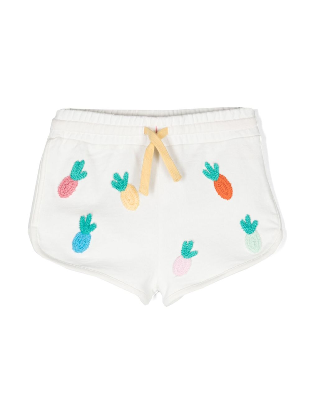 Pineapple-embroidered cotton shorts - White