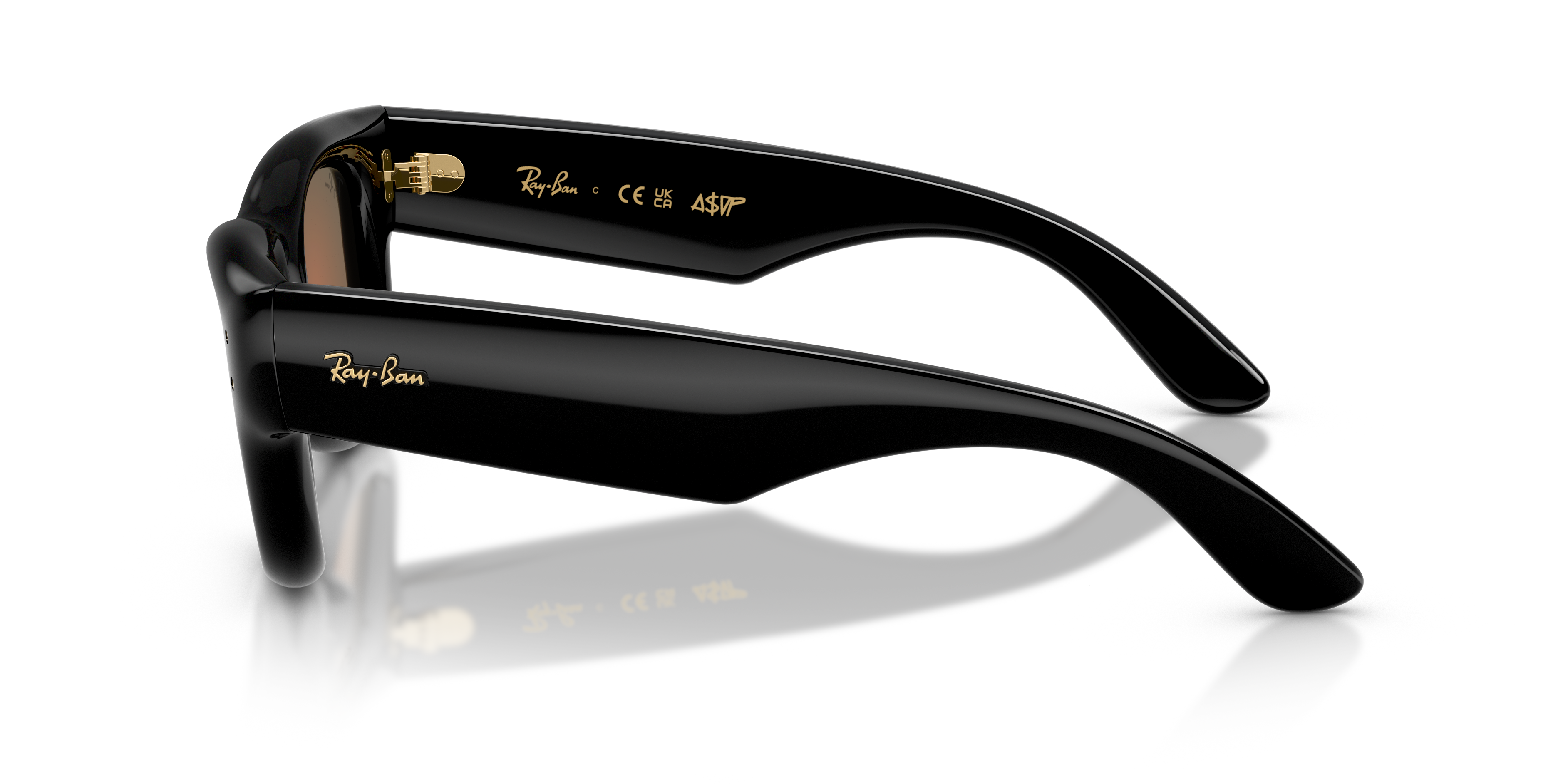 Ray - Ban Unisex Ray - Ban RB4940 WAYFARER PUFFER 601/6Q Sunglasses Nylon Black Brown Squared Mirror