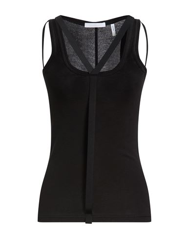 Woman Tank top Black Size L Pima Cotton, Modal