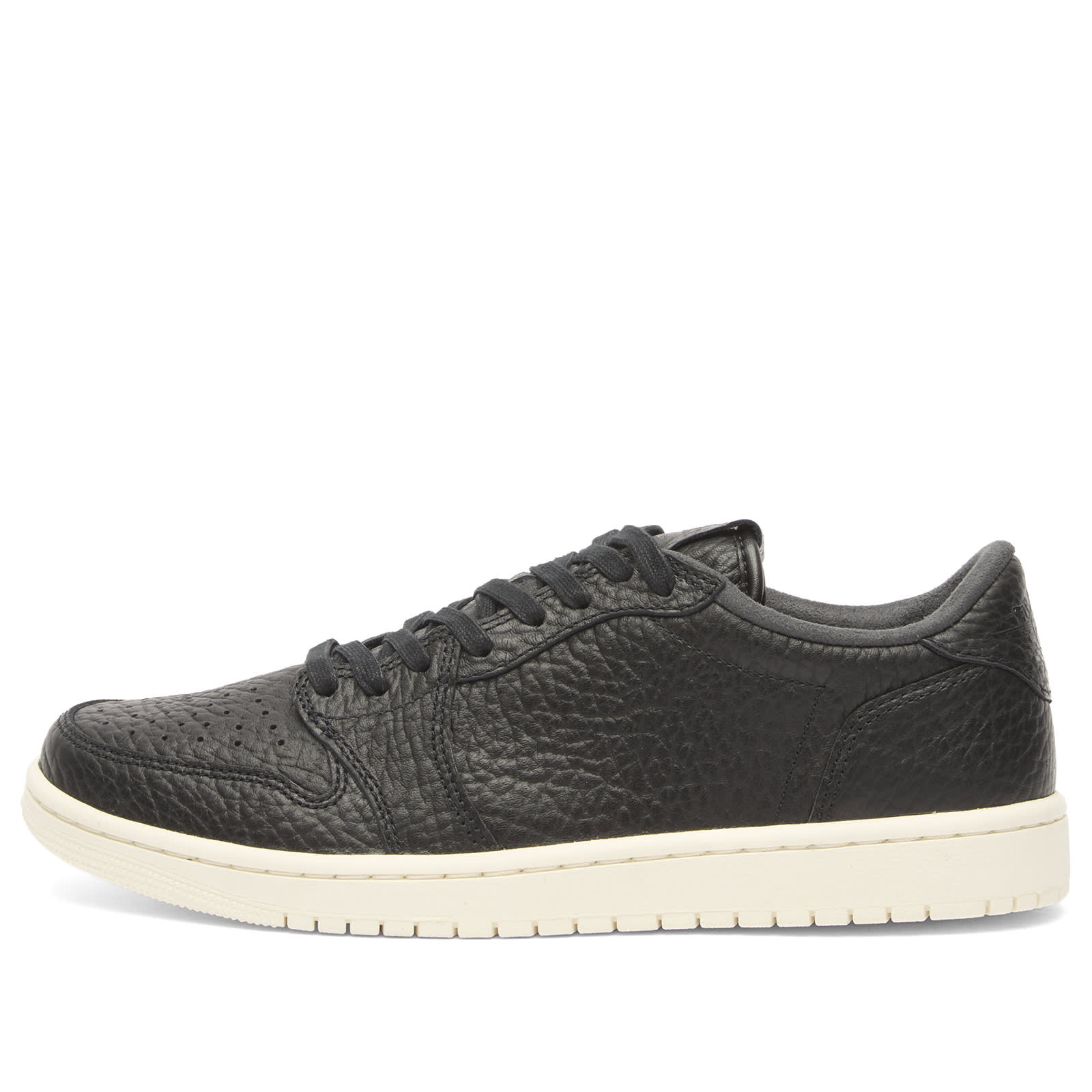 Men's 1 Retro Low 'No Swoosh' Sneaker in Black/Sail