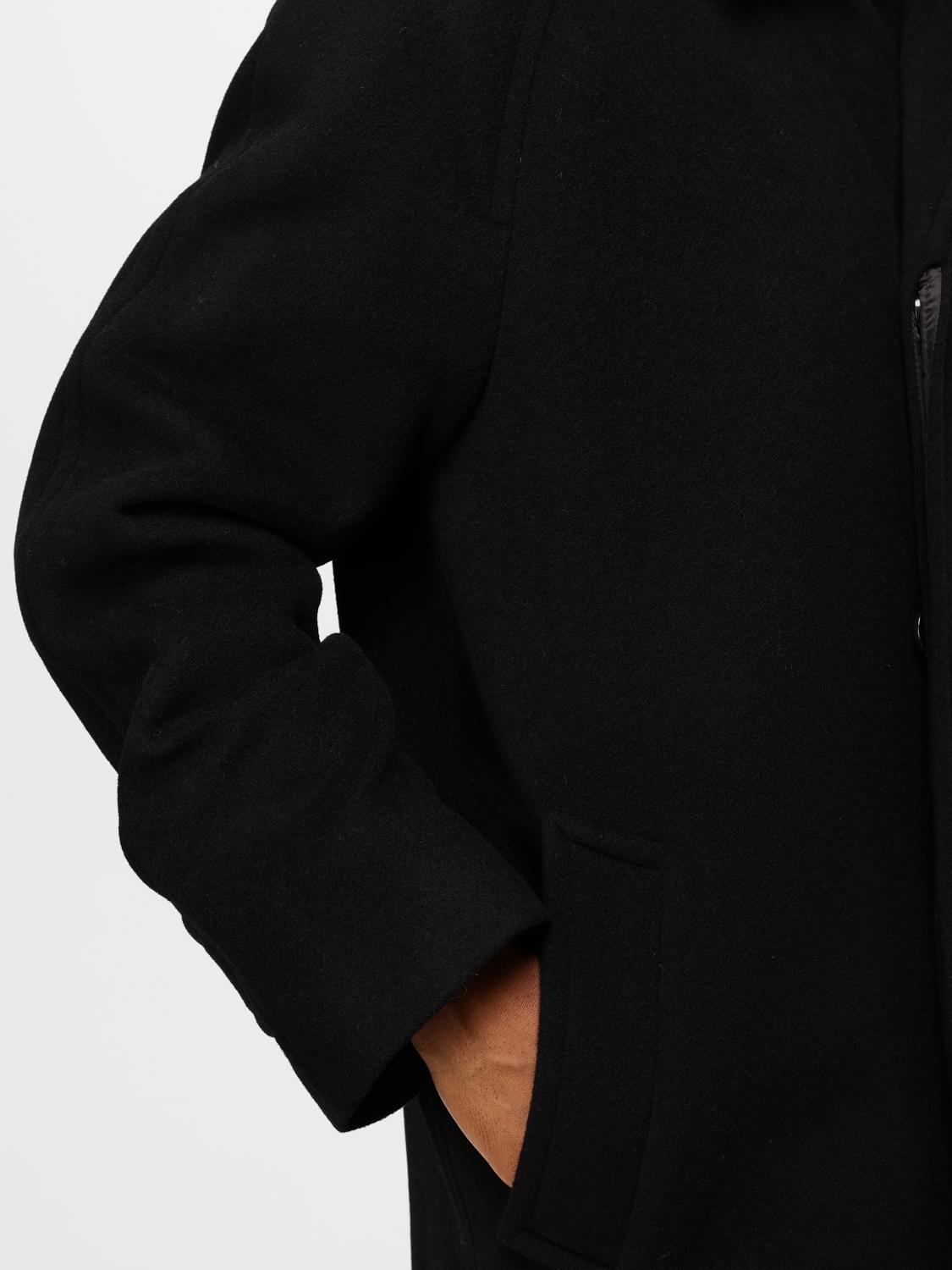 Notched-lapels single-breasted coat - Black