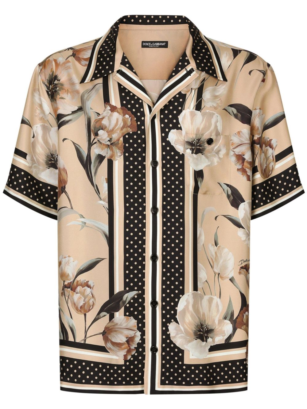 Floral-print silk shirt - Brown