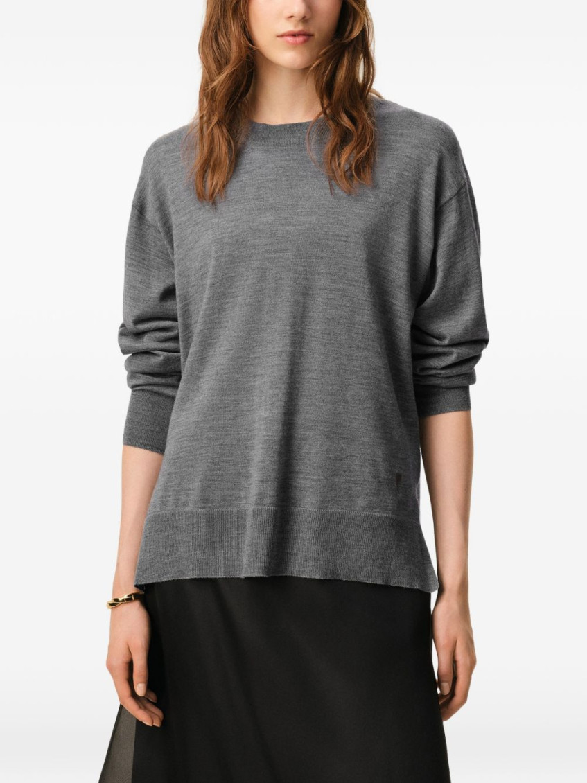 Grey Crew Neck Logo Sweater