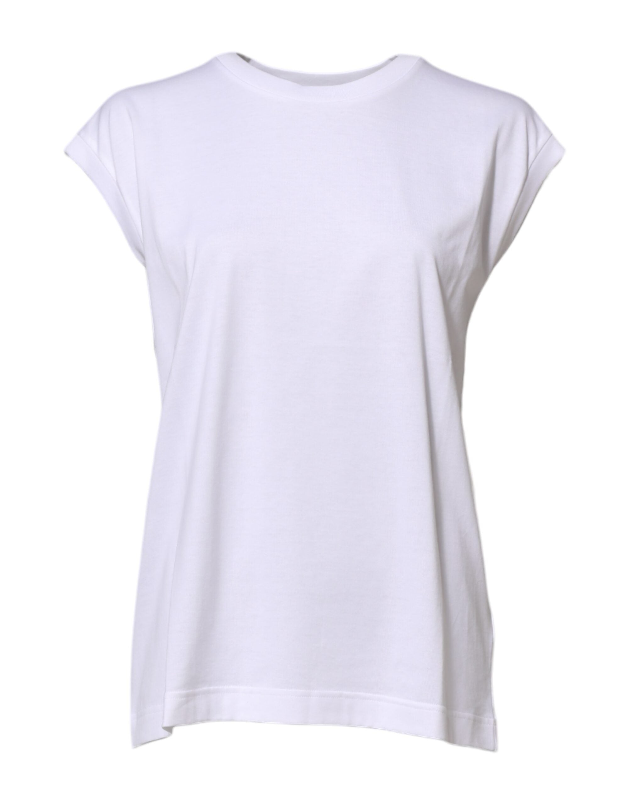 Crew Neck Cotton Tank Top — White