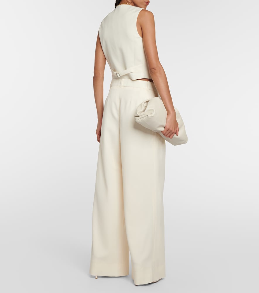 Low-rise wide-leg wool pants