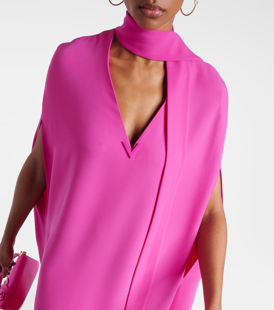 VGold caped silk maxi dress